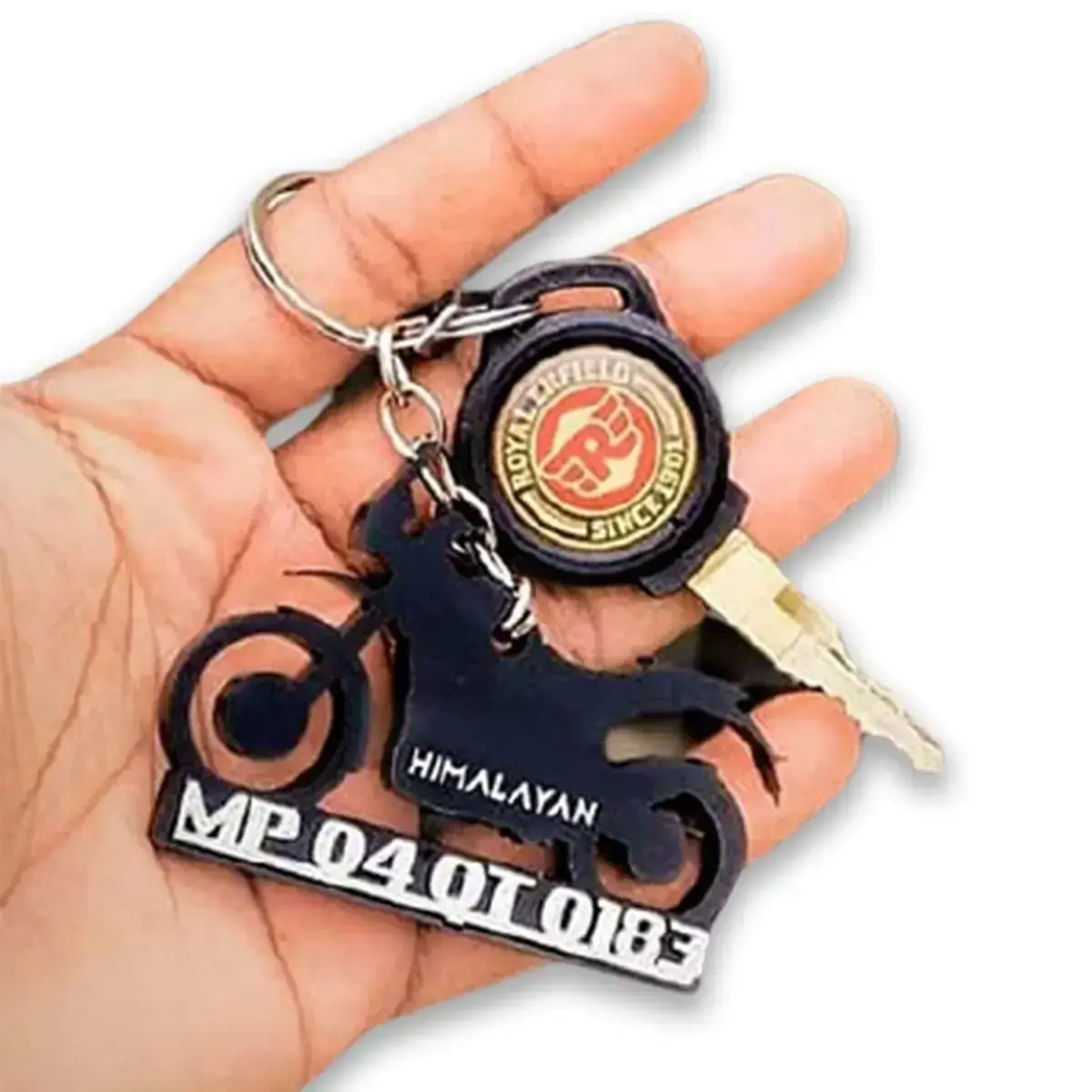 Customised-Shape-Keychain-with-Vehicle-Number-and-Name-Black-mountain-bikecustom