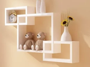 Intersecting Wood Wall Mounted Shelf Rack-white