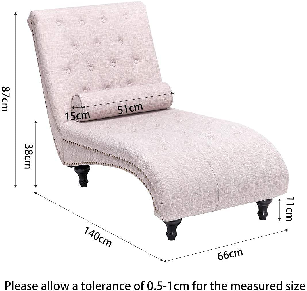 FANTACIE CREATIONS Chaise Lounge Chesterfield Lounger Sofa Chaise Lounge Sectional Lounger Diwan Chaise Couch Sofa with Wooden Legs - Diwan Chaise Couch Sofa - Image 3