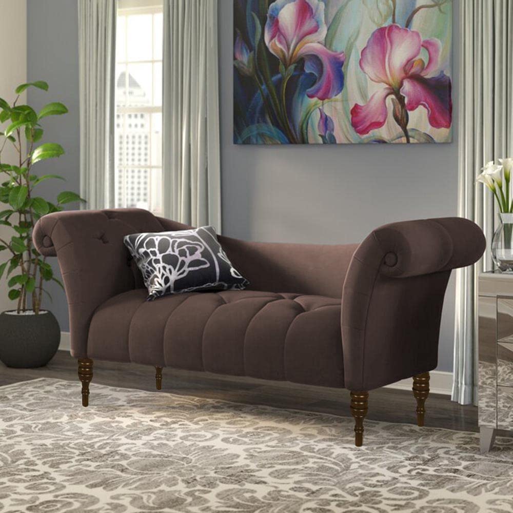 FANTACIE CREATIONS Wooden Chesterfield Lounger Sofa-Traditional Sectional Lounger Diwan Chaise Couch Sofa- Diwan Chaise Couch Sofa- Wooden Couch Cum Sola Sectional Lounger 3 Seater