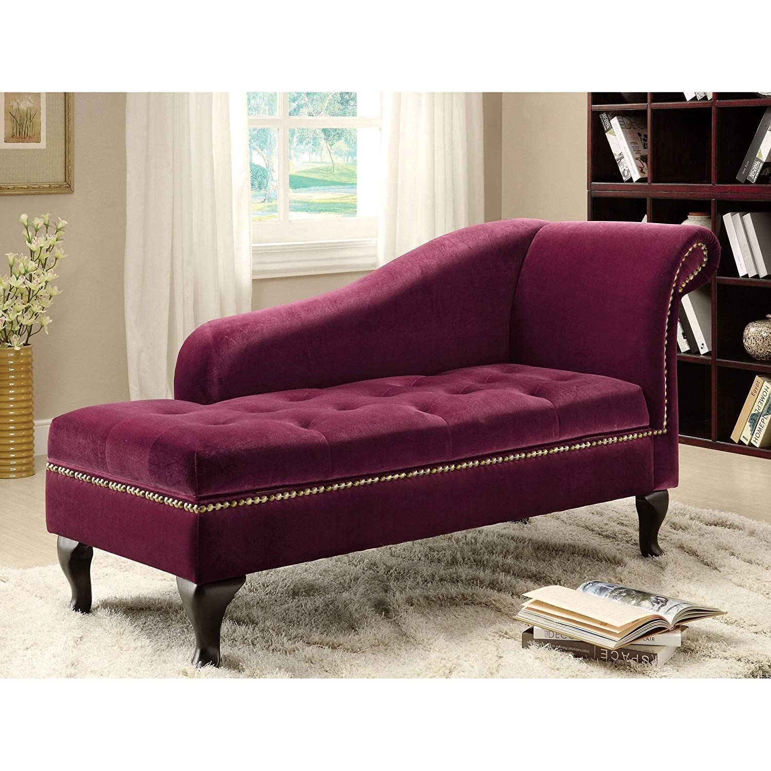 FANTACIE Creations Wooden Storage Couch Luxury, Diwan for Home & Bedroom Sofa- Sectional Diwan Chaise Couch Sofa- Diwan Chaise Couch Sofa- Wooden Storage Sofa Lounger Couch (Burgundy)