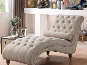 FANTACIE CREATIONS Chaise Lounge Chesterfield Lounger Sofa Chaise Lounge Sectional Lounger Diwan Chaise Couch Sofa with Wooden Legs - Diwan Chaise Couch Sofa