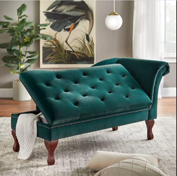 FANTACIE Creations Wooden Storage Couch Luxury, Diwan for Home & Bedroom Sofa- Sectional Diwan Chaise Couch Sofa- Diwan Chaise Couch Sofa- Wooden Storage Sofa Lounger Couchr (Green) - Image 2