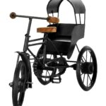 Antique Wood And Wrought Iron Mini Rickshaw|Showpiece For Living Room|Toy Gifts Showcase Display Home Desktop Decor|Showpiece For Living Room-Black,H-35Cm