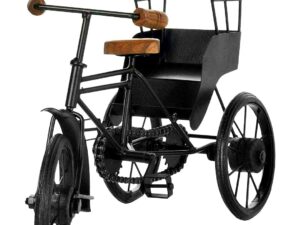 Antique Wood And Wrought Iron Mini Rickshaw|Showpiece For Living Room|Toy Gifts Showcase Display Home Desktop Decor|Showpiece For Living Room-Black,H-35Cm
